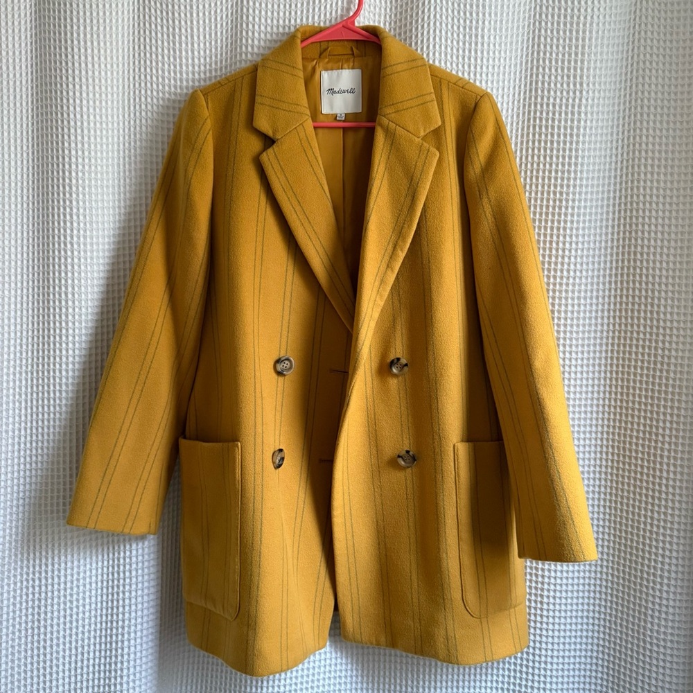 Mustard Double-Breasted Women's Coat